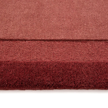 Origins Stacked Border Wine Red Wool Textured Bordered Rug