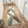 Orbit Skadi 3D Beige Green Abstract Geometric Textured Hallway Runner Rug - Runner 60x230cm (2'x7'7")