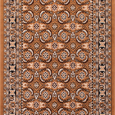 Traditional Poly Esta Bordered Rug Hallway Runner Circle in Gold