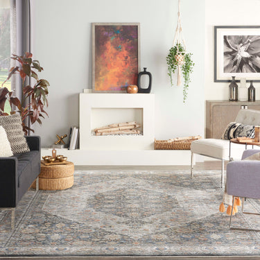 Starry Nights STN11 Grey Blue By Cotton Persian Traditional Vintage Rug