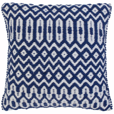 Halsey Indoor Outdoor Rug Hand Woven Geometric Flatweave Reversible Blue Rug Runner or Cushion