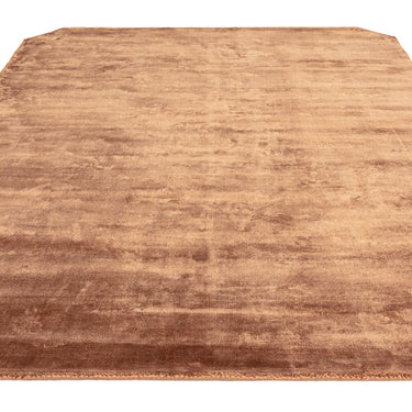 Gleam Luxury Contemporary Modern Silky Shiny Plain Hand Woven Terracotta Orange Rug