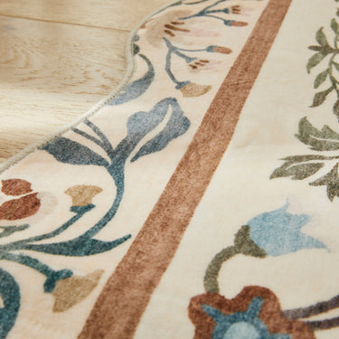 Consept Looms Liberty LIB303 Cream Multi Washable Non-Slip Traditional Floral Rug