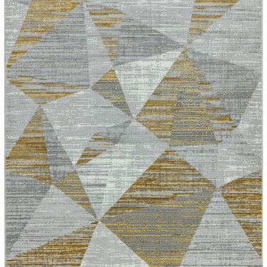 Orion Blocks Rug Geometric Abstract Soft Silky Silver Yellow, Blue, Heather Rug