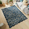 Consept Looms Liberty Scalloped LIB306 Navy Washable Non-Slip Traditional Floral Rug - Large 160x230 cm (5'3"x7'7")