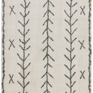 Rocco Moroccan Tribal Berber Arrow Soft Shaggy Rug in Cream, Grey