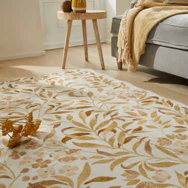 Consept Looms Liberty LIB302 Ivory Gold Washable Non-Slip Traditional Floral Rug