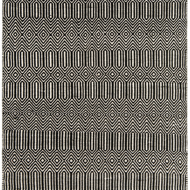 Sloan Hand Woven Flatweave Geometric Rug or Hall Runner in Black