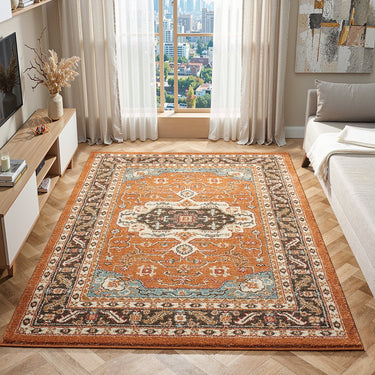 Cashmere 5570 Terracotta Oriental Traditional Floral Kilim Hallway Runner Rug - X-Large 200x290 cm (6'7"x9'6")