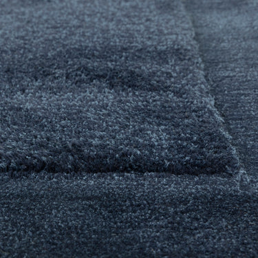 Asiatic London Rise Soft Silky Shiny Navy Blue Hand-Carved Wool Viscose Cotton Rug