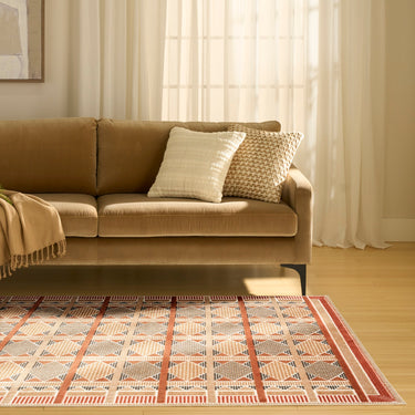 Nourison Nordic NRC06 Scandinavian Design Rust Multi Geometric Textured Rug