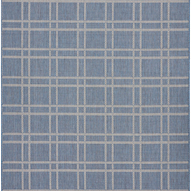 Horizon Grid HOZ04 Pattern Patio Navy Blue Indoor Outdoor Polypropylene Geometric Rug