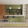 Albi Green Hand Woven Hall Runner Border Classic Plain Pure Wool Rug