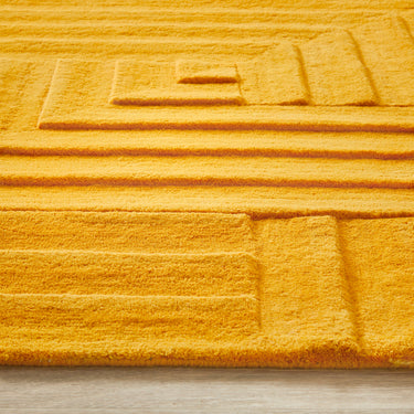 Origin Maze Rug Soft Wool High Quality Modern Linear Geometric Rug in Ochre Yellow