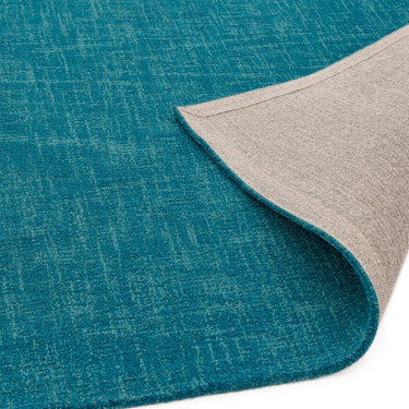Tweed Teal Wool Hand Woven Rug in Very Large Size 200 x 300 cm