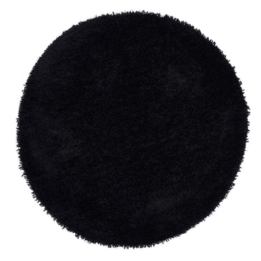 Phoenox Chicago Black Handmade Shaggy Textured Round Rug
