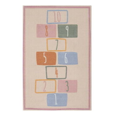 My Play Pastel Hopscotch Kids Washable Non-Slip Soft Rug 100x150 cm