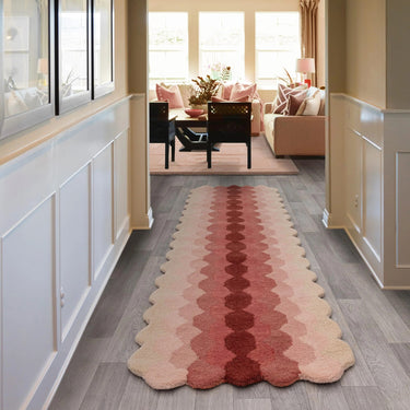 Hive Rug Modern Soft 100% Wool Hand Tufted Elegant Geometric Gradient Effect Rug in Pink