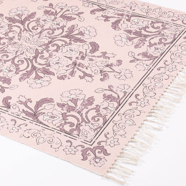 Revival Kew Antique Printed Mauve Traditonal Tasseled Persian Flatweave Rug