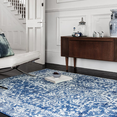 Asiatic London Nova Antique NV10 Blue Polypropylene Traditional Vintage Abstract Rug
