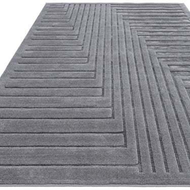 Asiatic London Valley Connection Elegance Charcoal Grey Geometric Textured Scandi Rug 120x170 cm