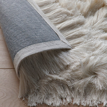 Origins Glamour Deluxe Tufted High Pile Silky Ivory Cotton Shaggy Textured Rug