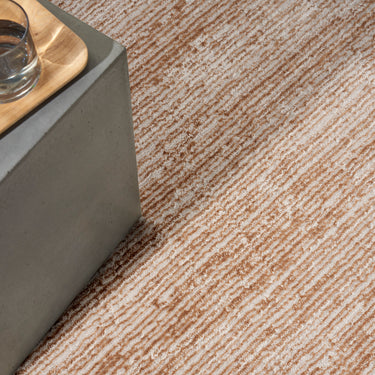 Calvin Irradiant IRR03 Rose Gold Abstract Textured Striped Rug