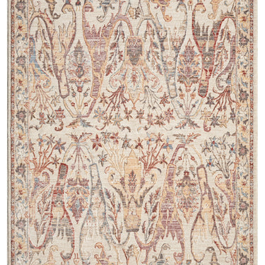 Alia 697GC Short Pile Silky Beige Rose Polypropylene Traditional Floral Bordered Rug
