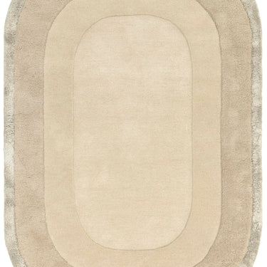 Asiatic London Halo Calico Oval Tufted Ombre Beige Natural Hand-Carved Wool Viscose Bordered Rug