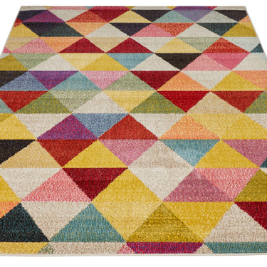 Carnaval CAR110 Vibrant Multi Colours Modern Triangles Geometric Rug by Concept Looms