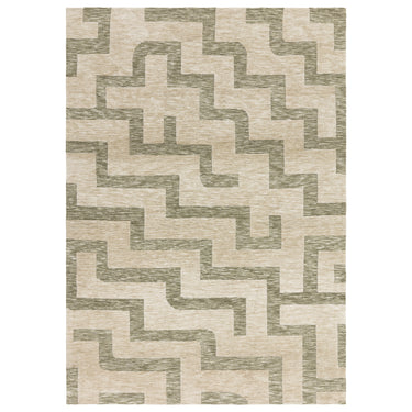 Mason Maze Abstract Modern Labyrinth Pattern Rug in Sage Green Cream