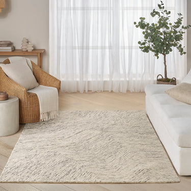 DKNY Pure Angles Tufted Linear Pattern Grey Handmade Wool Abstract Textured Rug