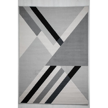 Balletto 186B Rug Modern Geometric Living Room Bedroom Soft Rugs in Grey Black Ochre Navy Colours