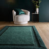 Origins Stacked Border Dark Green Wool Textured Bordered Rug - X-Large 200x290 cm (6'7"x9'6")