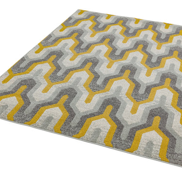 Nova NV14 Geo Geometric Modern Pattern Rug in Yellow Grey