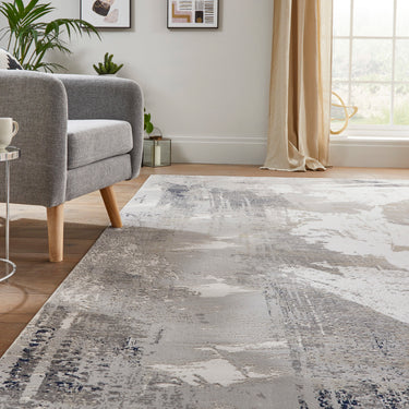Consept Looms Skyline SK103 Pictorial Ivory Navy Abstract Modern Soft Rug