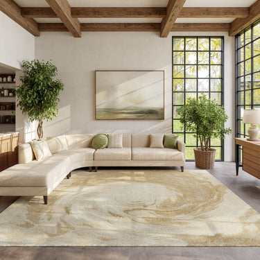 Brushlight BRL01 Beige and Ivory Hand-Carved New Zealand Wool and Viscose Rug