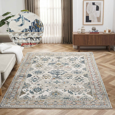 URCO Nova Lilian Cream Distressed Kilim Polypropylene Persian Traditional Vintage Hallway Runner Rug