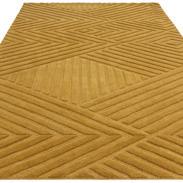 Hague Modern Hand Made Wool Rug in Ochre Yellow