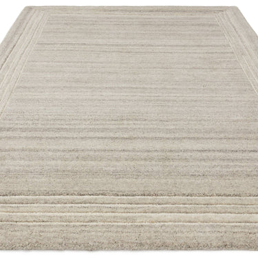 Asiatic London Orlo Natural Framed Grey Hand-Carved Wool Textured Bordered Rug