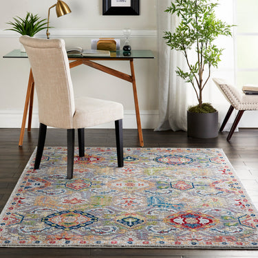 Nourison Ankara Vintage Antique Traditional ANR12 Rug Runner Round in Grey Multi Colour