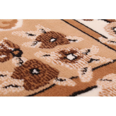 Traditional Poly Sandringham Aubusson Floral Pattern Rug Hallway Round in Beige Taupe