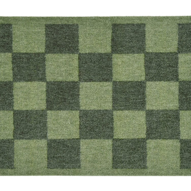Checkerboard Green Washable Non-Slip Indoor Rug and Runner