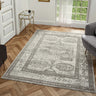 Petra Ellorah Classic Heritage Grey Polypropylene Traditional Textured Bordered Hallway Runner Rug - Medium 120x170 cm (4'x5'6")
