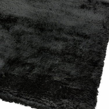 Plush Plain Shaggy High Pile Thick Silky Fluffy Soft Hand Woven Black Rug