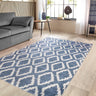 Origins Washable Como Diamond Soft Chenille Bohomian Rug in Blue 160 x 230 cm - Large 160x230 cm (5'3"x7'7")