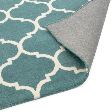 Albany Ogee Traditional Morroccan Trellis Design Hand Tufted Wool Rug in Duck Egg