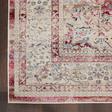 Nourison Kashan VKA07 Medallion Bordered Classic Red Ivory Polypropylene Persian Traditional Vintage Rug
