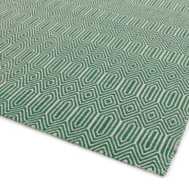 Sloan Hand Woven Flatweave Geometric Ethnic Rug or Runner in Green