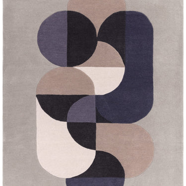 Asiatic London Matrix Statement MAX92 Retro Tufted Grey Blue Handmade Wool Abstract Geometric Rug